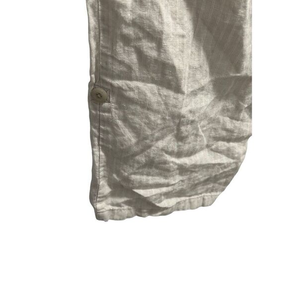 Women’s Cream And Tan Linen Striped Ellen Tracey Pants Size Large - Picture 4 of 9